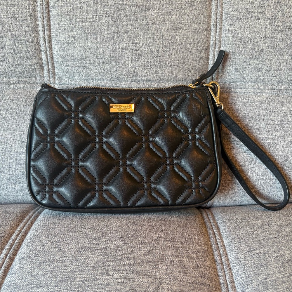 Kate Spade Black Quilted Leather Wristlet